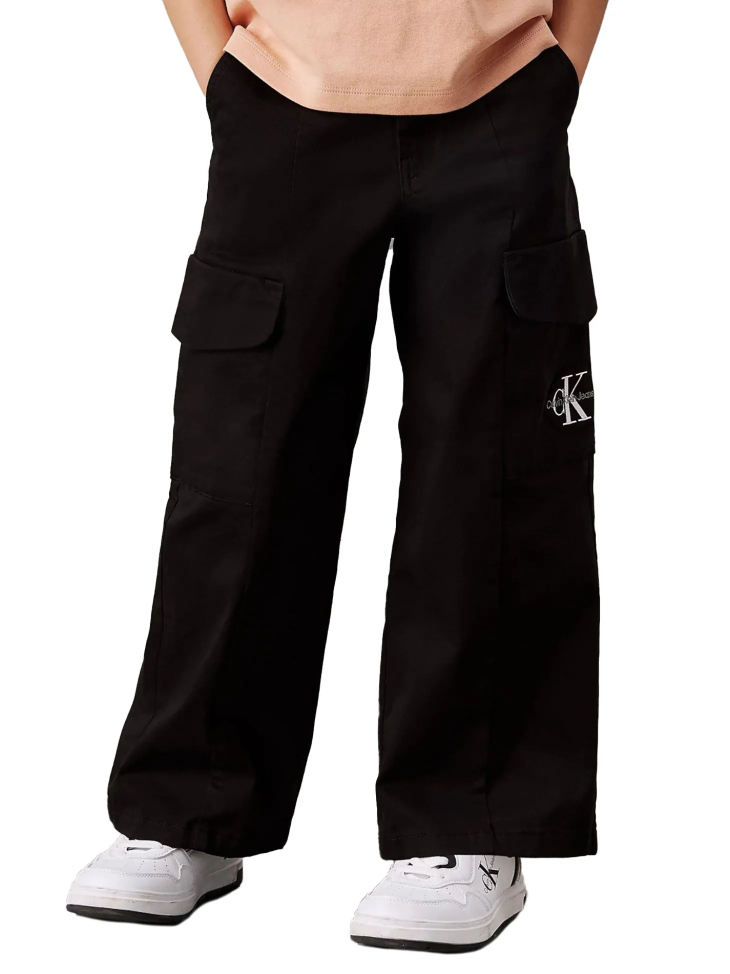 Pantalone kids cargo utility nero
