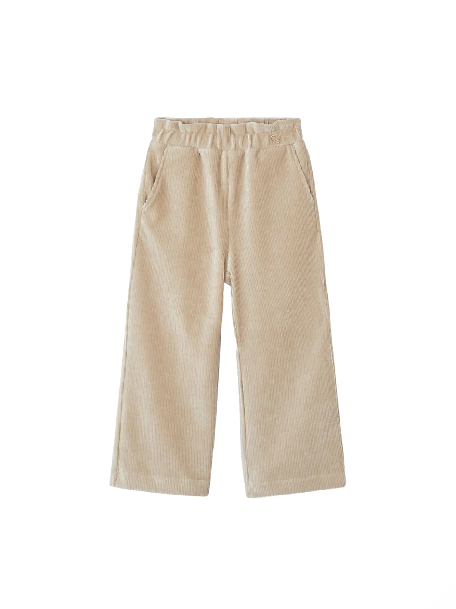 Pantalone palazzo in velluto beige