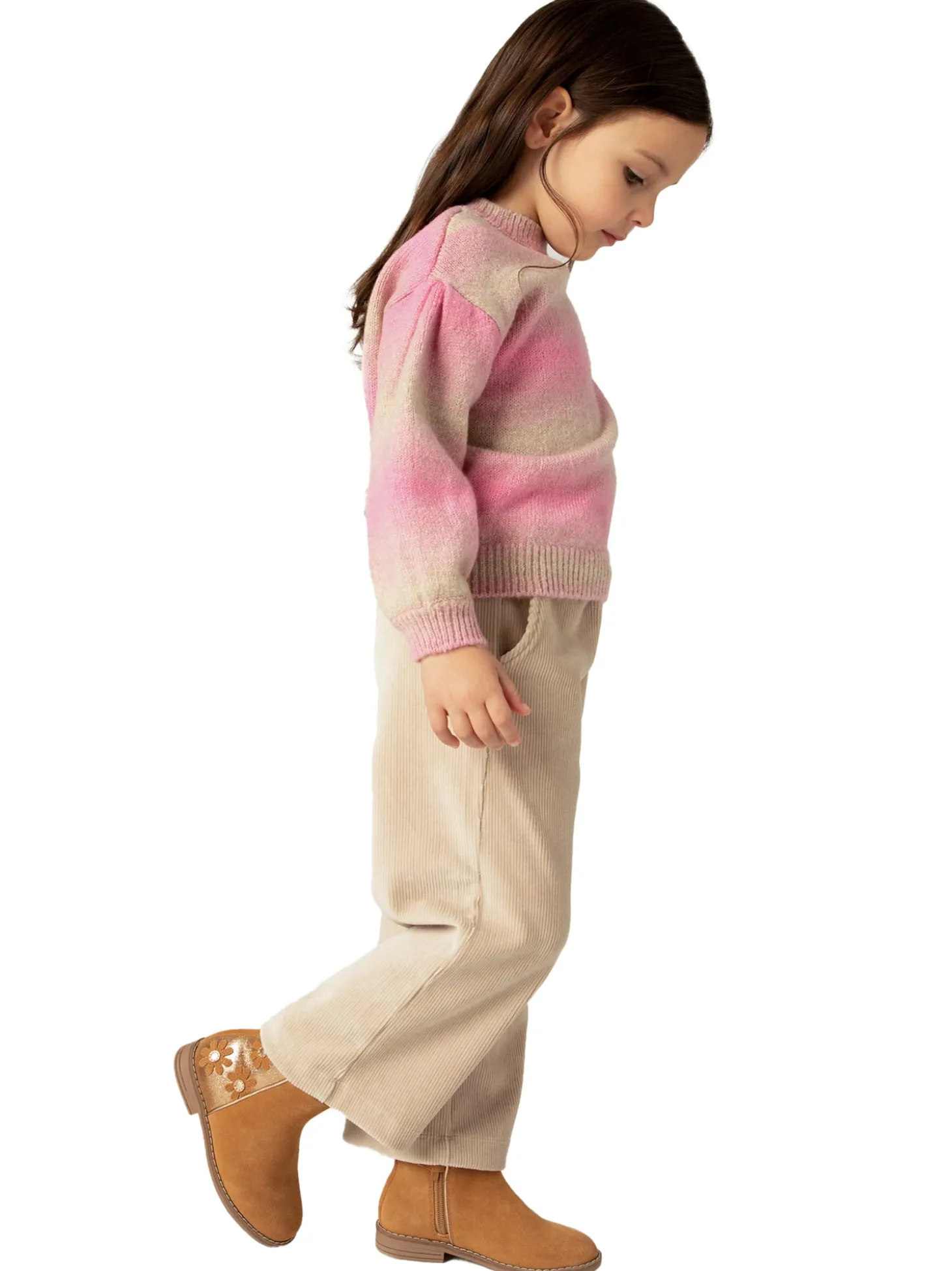 Pantalone palazzo in velluto beige