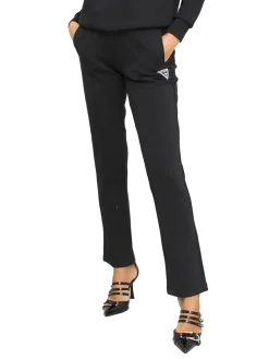 Pantalone stile jogger con coulisse e logo nero