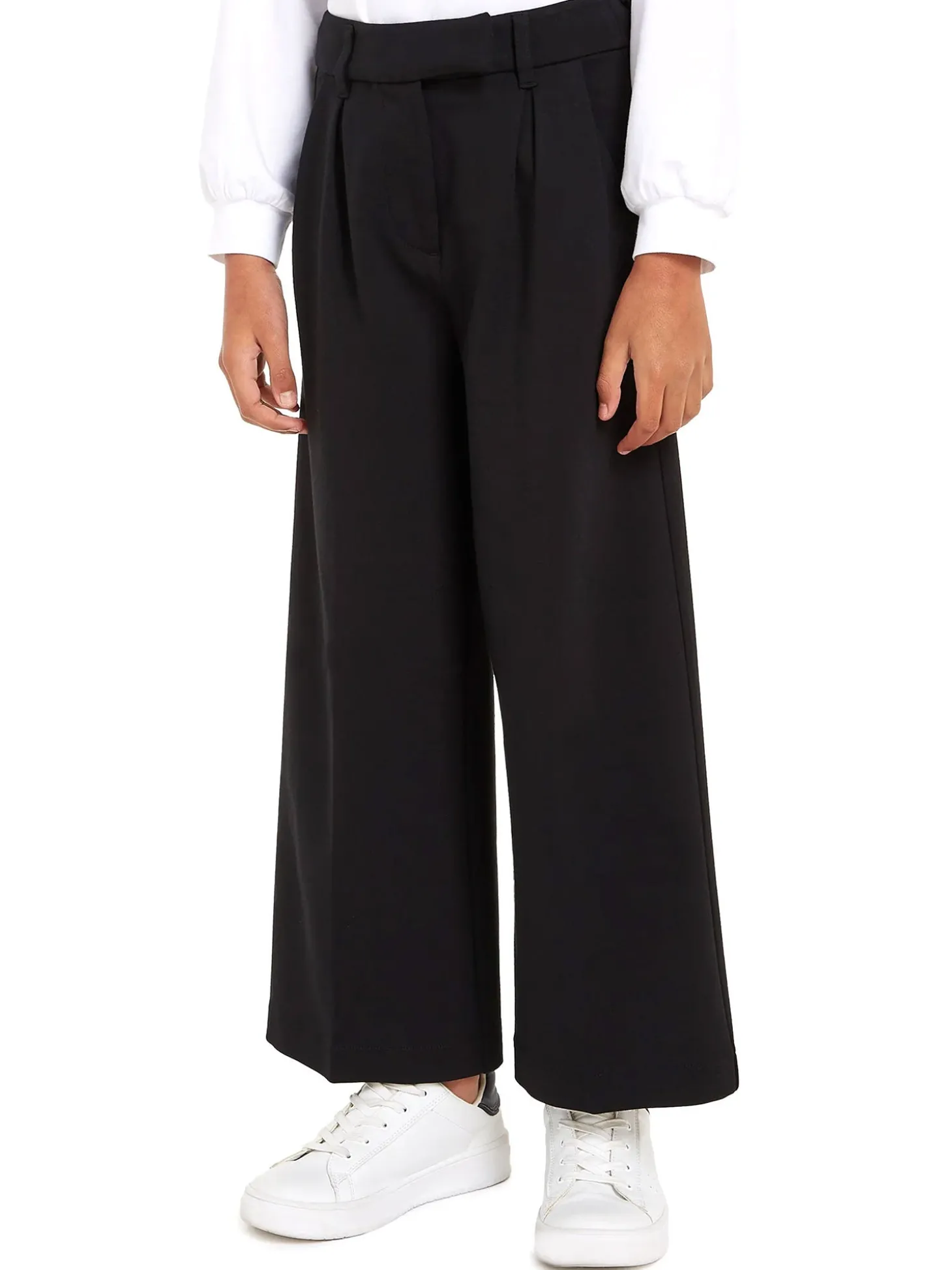 Pantalone teen palazzo con pinces nero