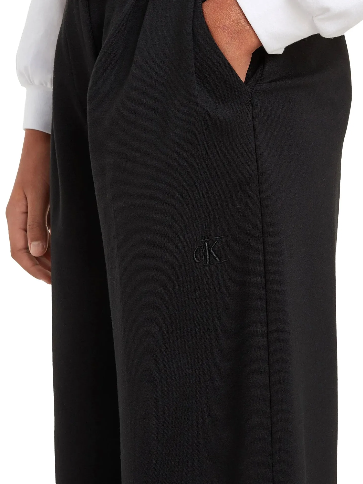 Pantalone teen palazzo con pinces nero