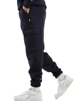 Pantalone tuta cargo felpato blu
