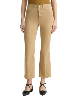 Pantalone vita alta con chiusura con bottoni sabbia