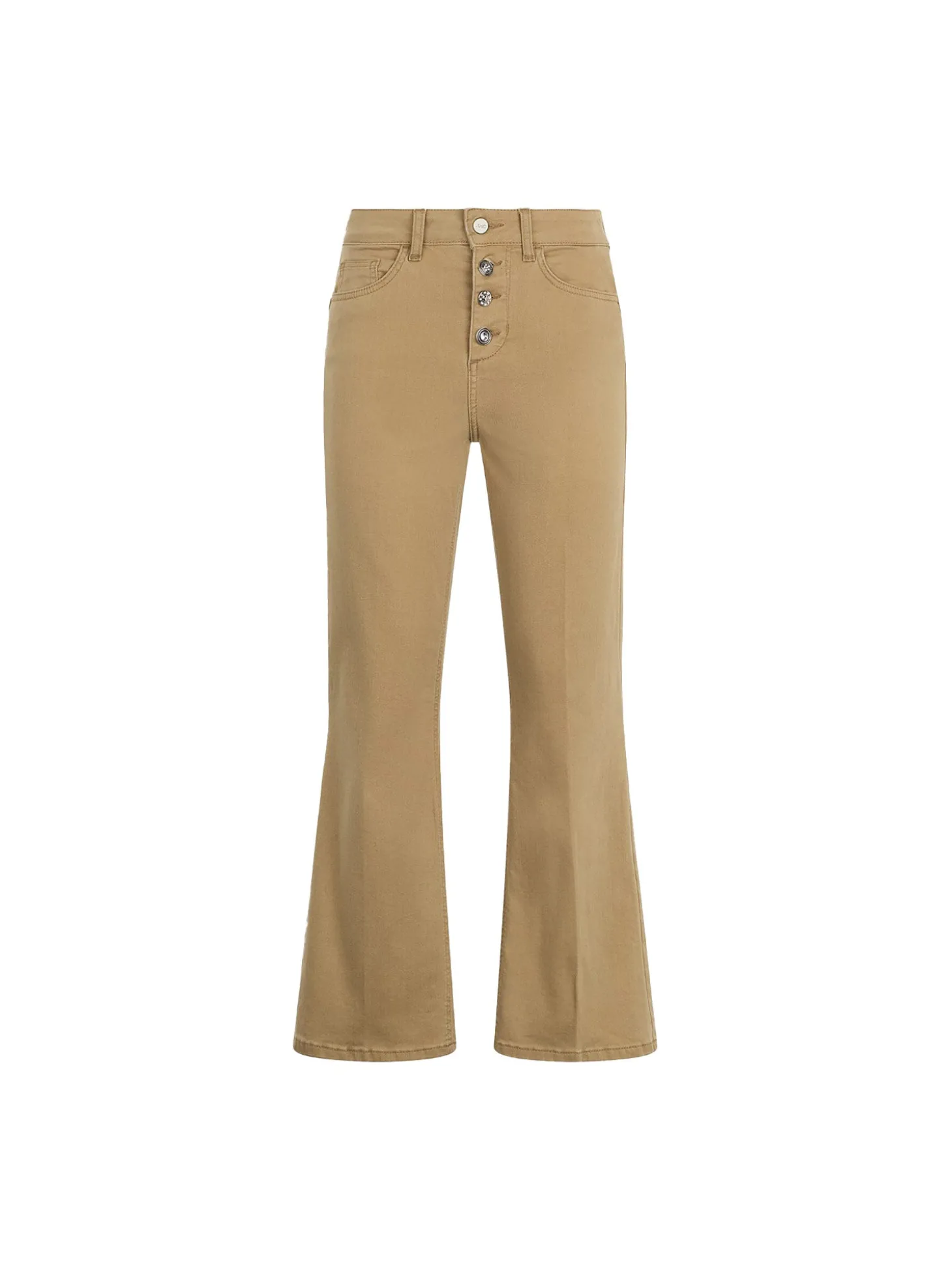 Pantalone vita alta con chiusura con bottoni sabbia
