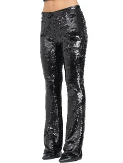 Pantalone zampa paillettes nero