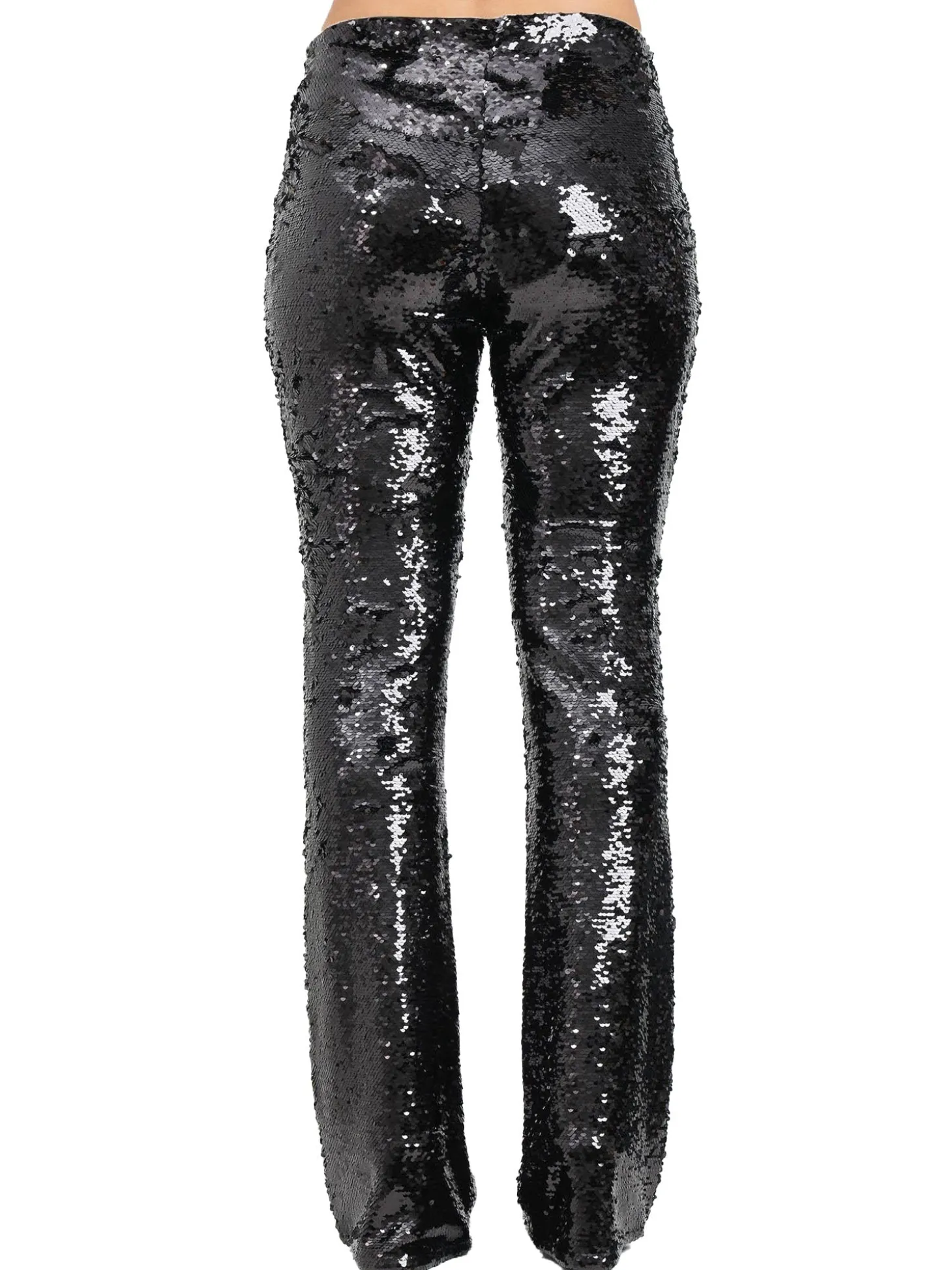 Pantalone zampa paillettes nero