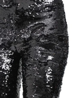 Pantalone zampa paillettes nero