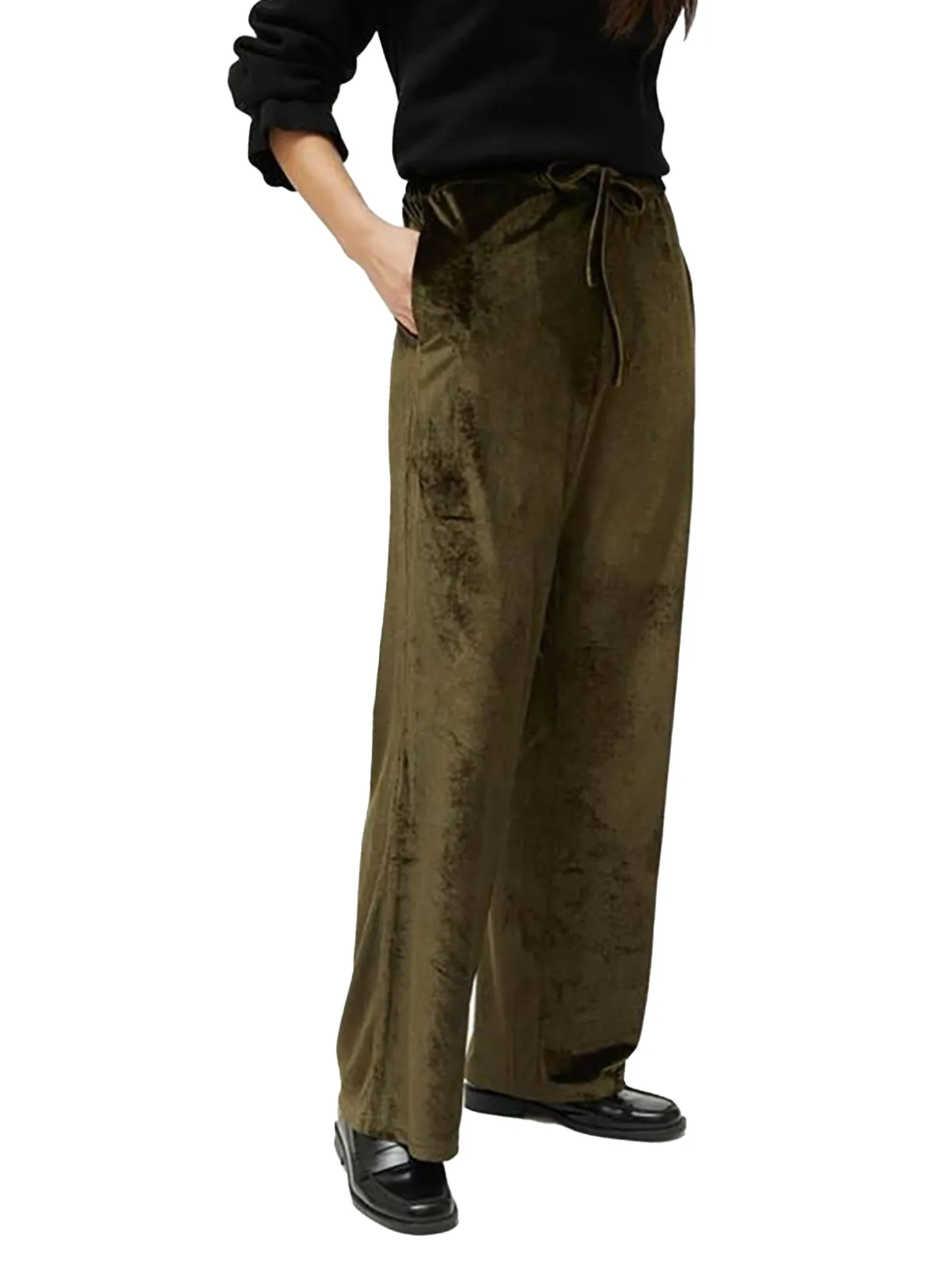 Pantaloni a palazzo in ciniglia verde