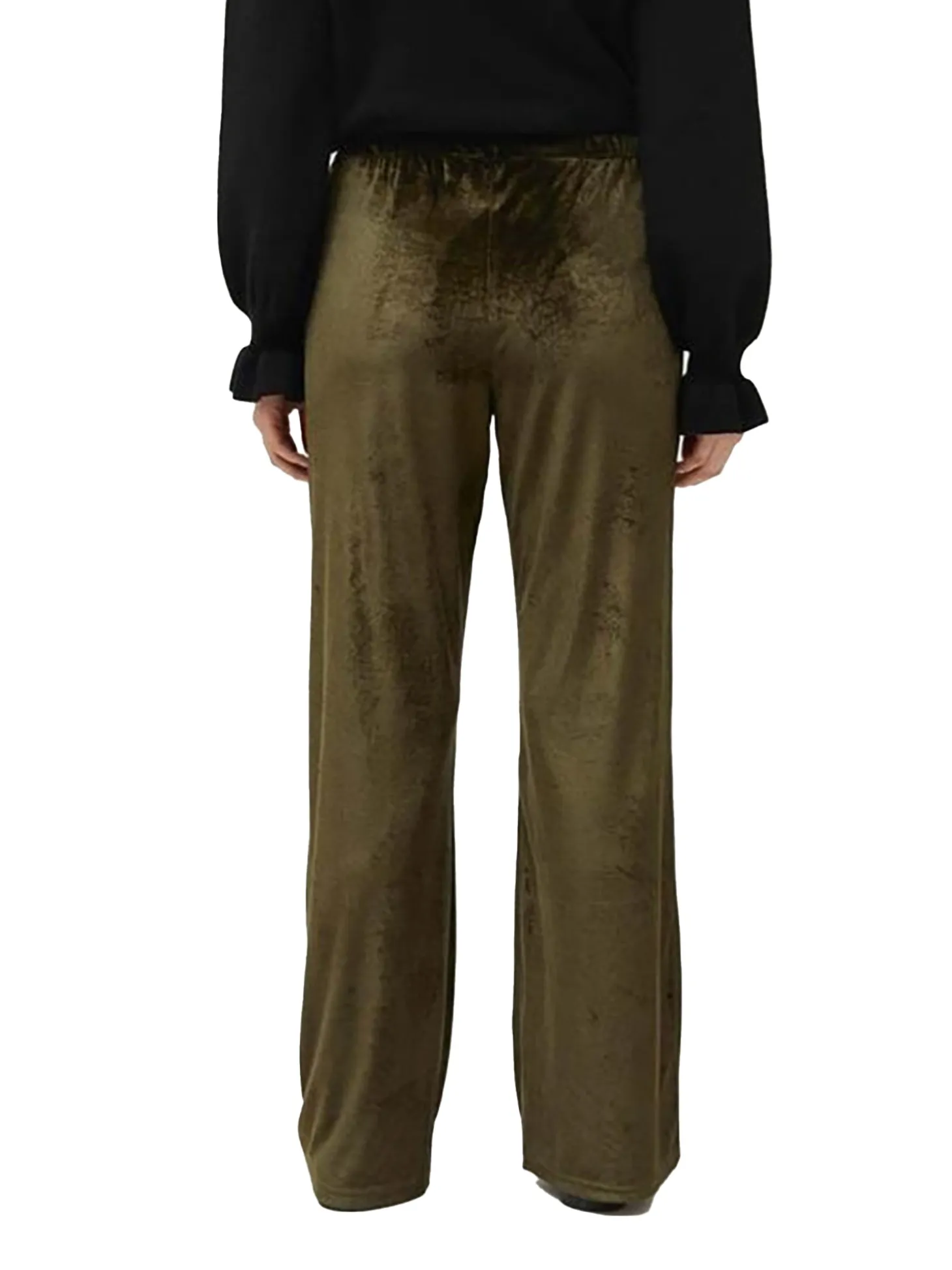 Pantaloni a palazzo in ciniglia verde