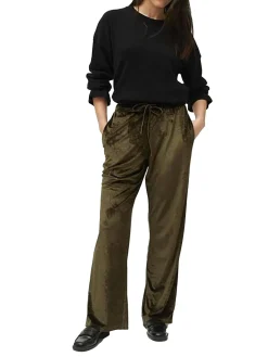 Pantaloni a palazzo in ciniglia verde
