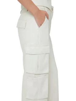 Pantaloni cargo in pelle beige