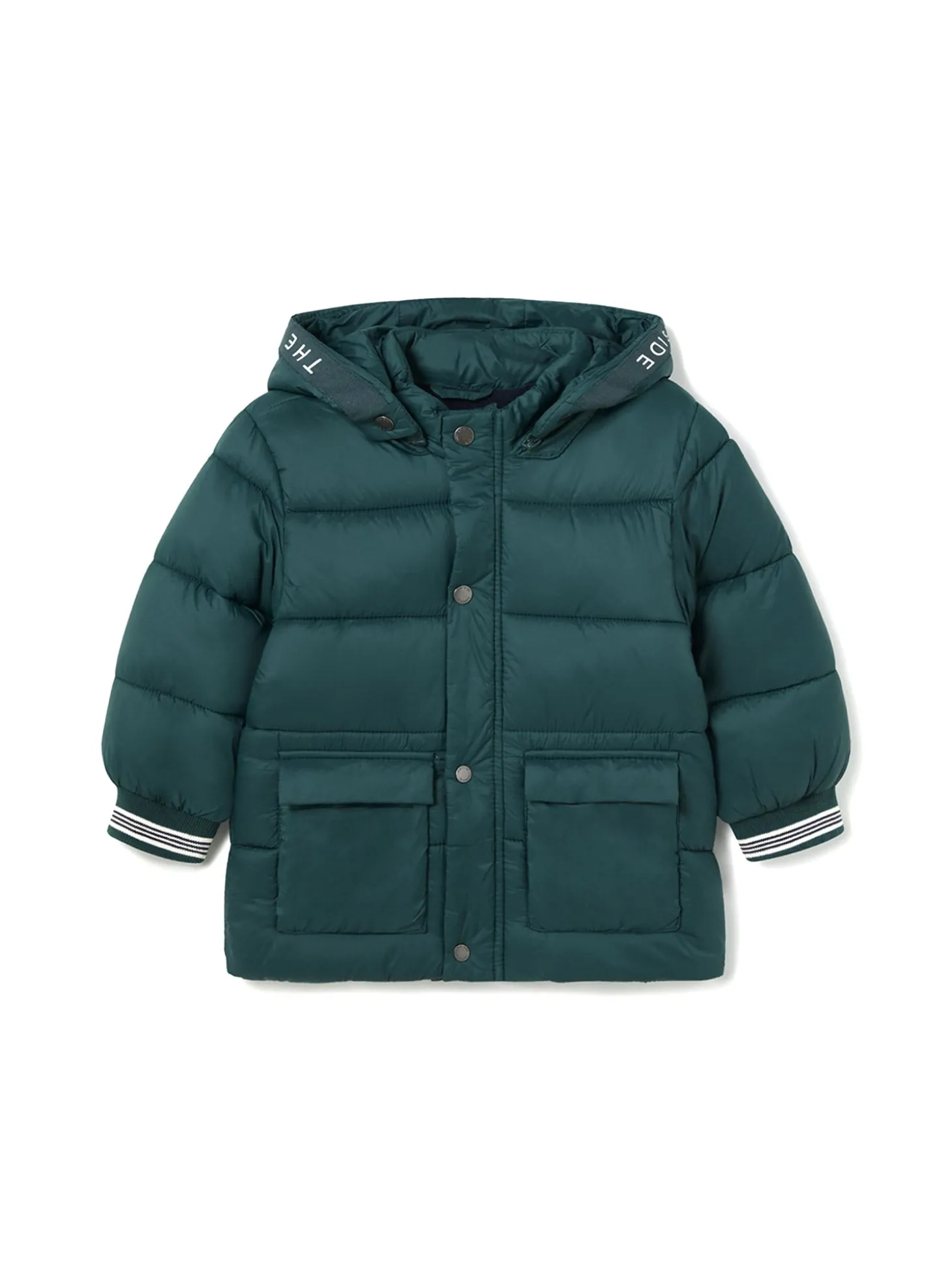 Piumino cappuccio in nylon verde
