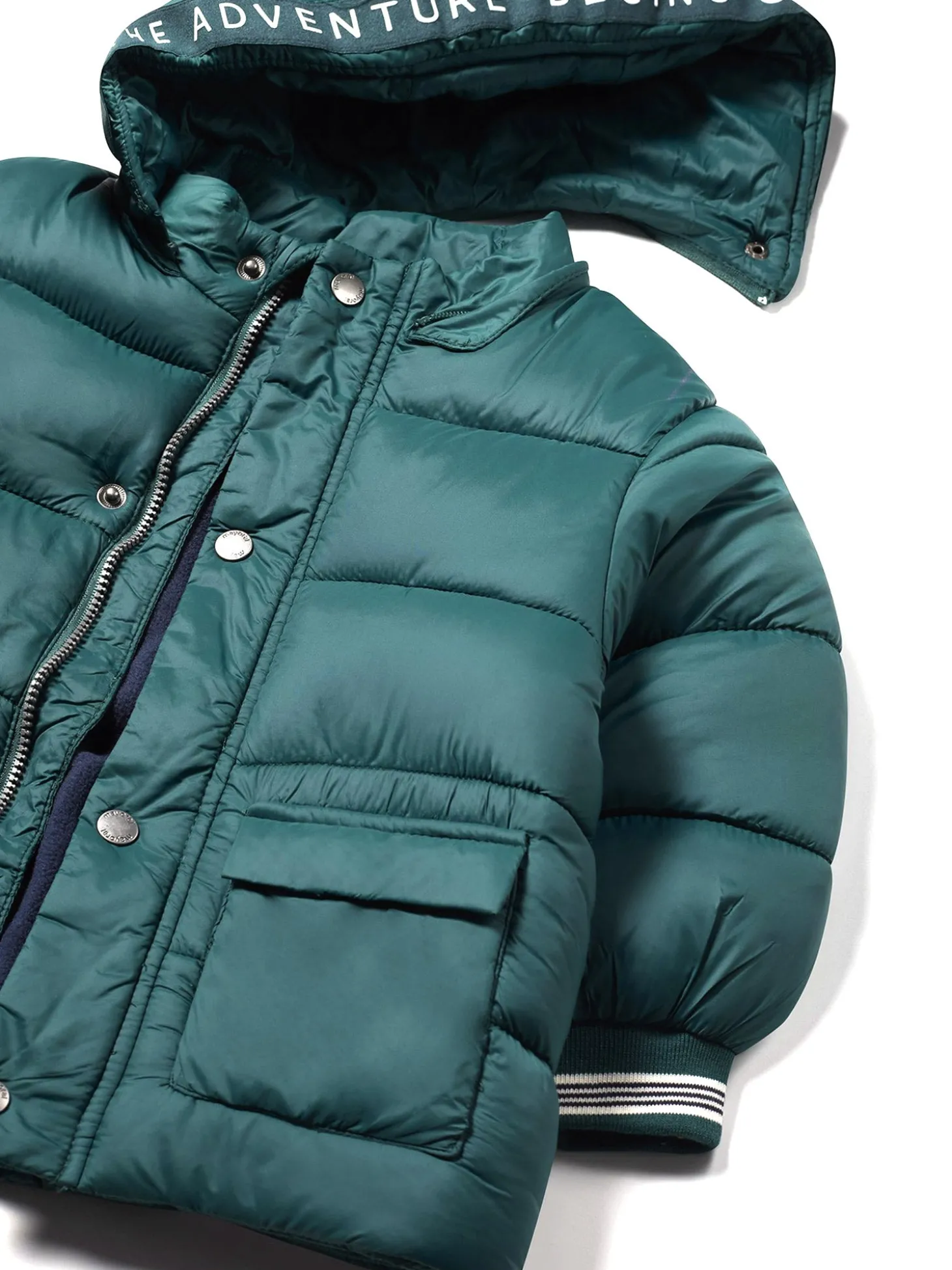 Piumino cappuccio in nylon verde