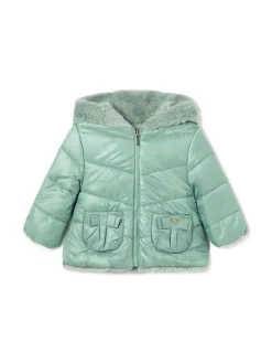 Piumino cappuccio reversibile verde acqua