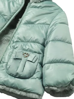 Piumino cappuccio reversibile verde acqua