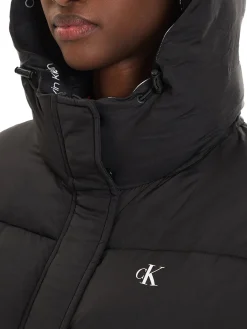 Piumino con cappuccio, collo alto e chiusura a zip nero