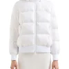 Piumino con cappuccio e patch logo bianco