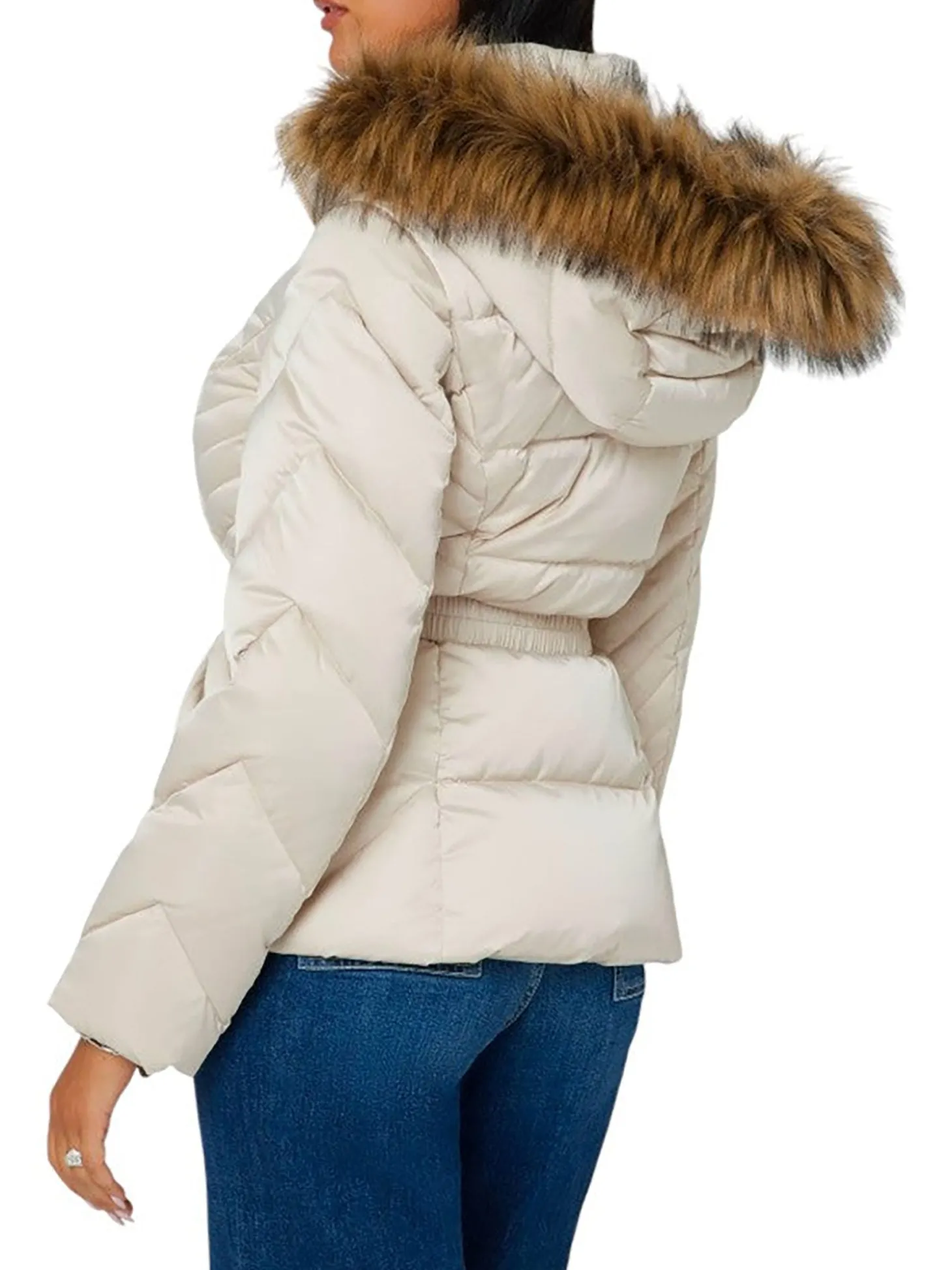 Piumino con cappuccio new Olga beige