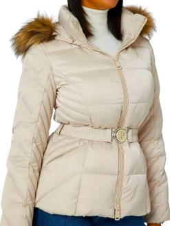 Piumino con cappuccio new Olga beige