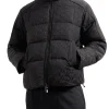 Piumino con zip con logo allover nero