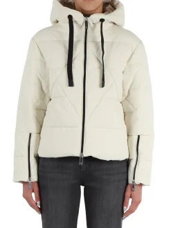 Piumino con zip e cappuccio Noldo panna