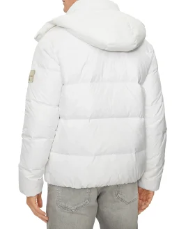Piumino con zip e cappuccio bianco