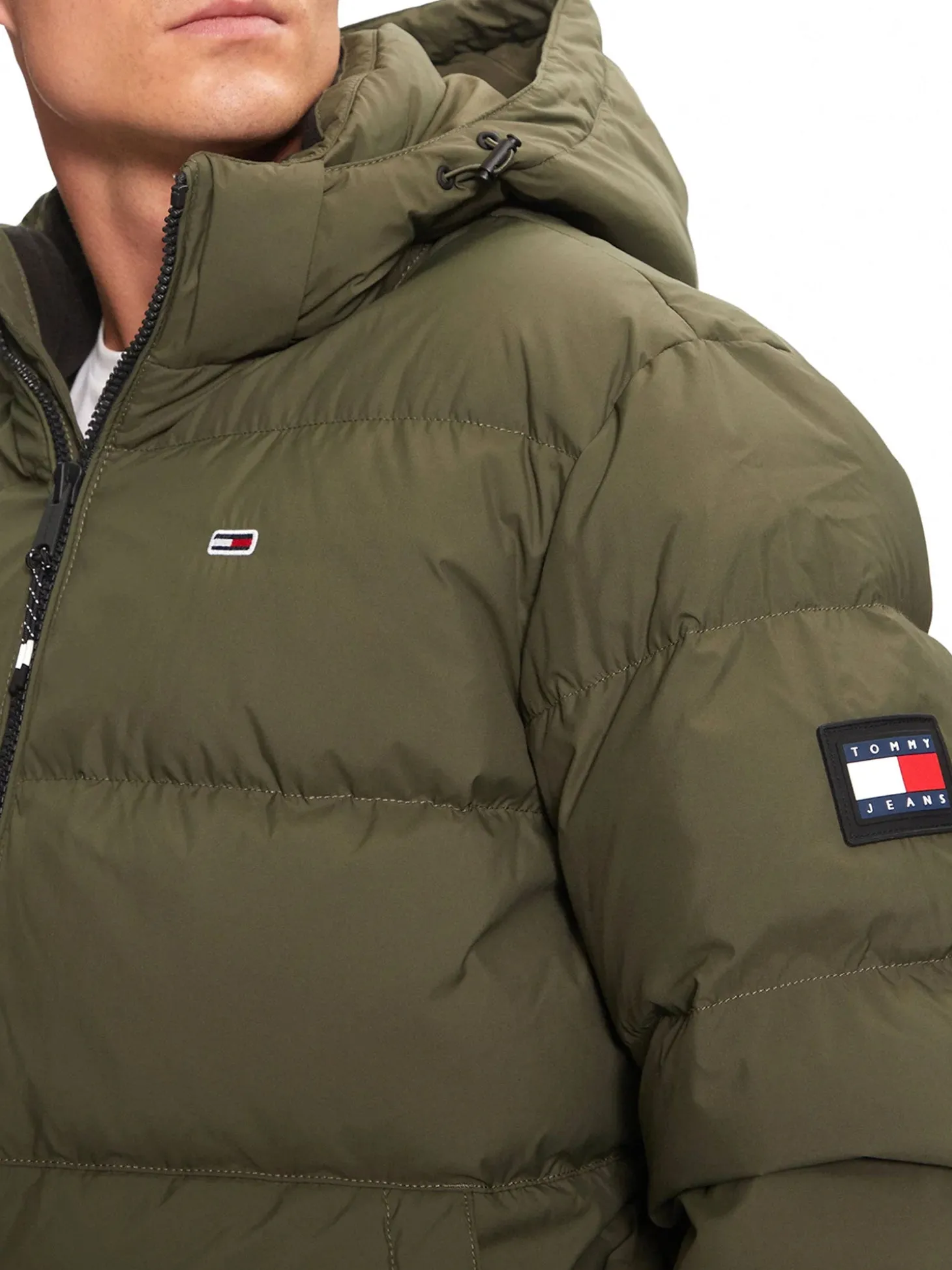 Piumino con zip e cappuccio rimovibile verde