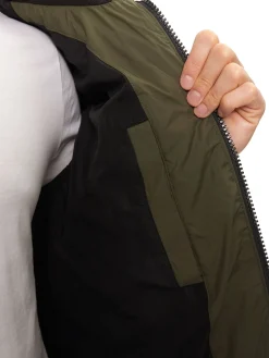 Piumino con zip e cappuccio rimovibile verde