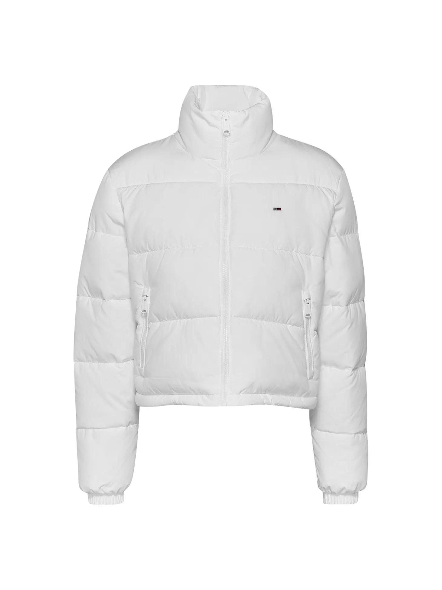 Piumino crop senza cappuccio bianco
