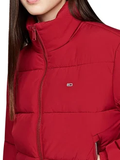 Piumino crop senza cappuccio rosso
