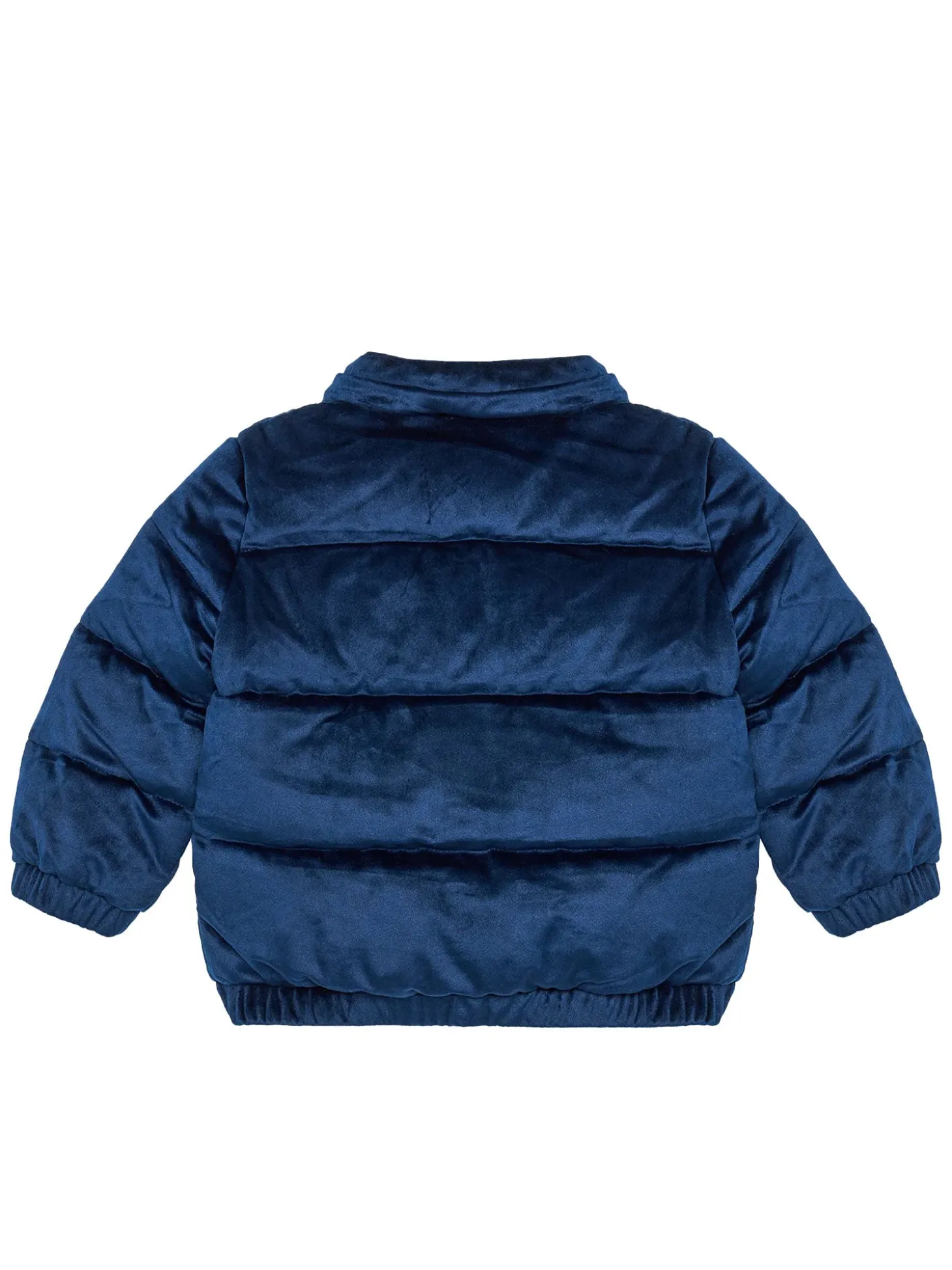 Piumino in velluto imbottito con cappuccio blu