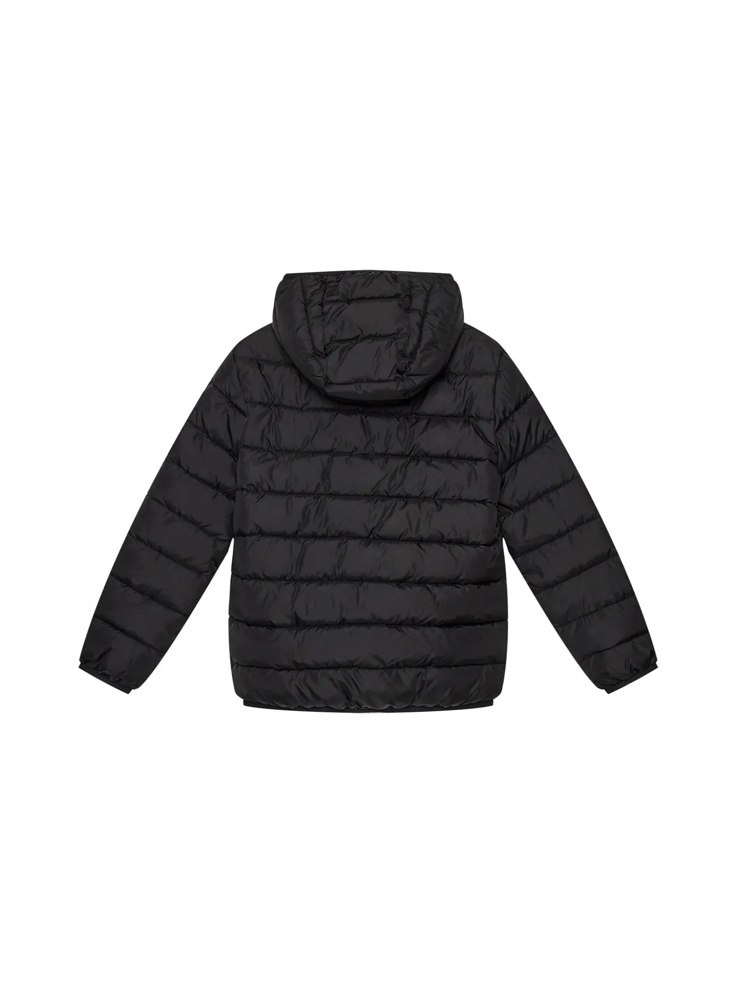 Piumino teen con cappuccio e logo nero
