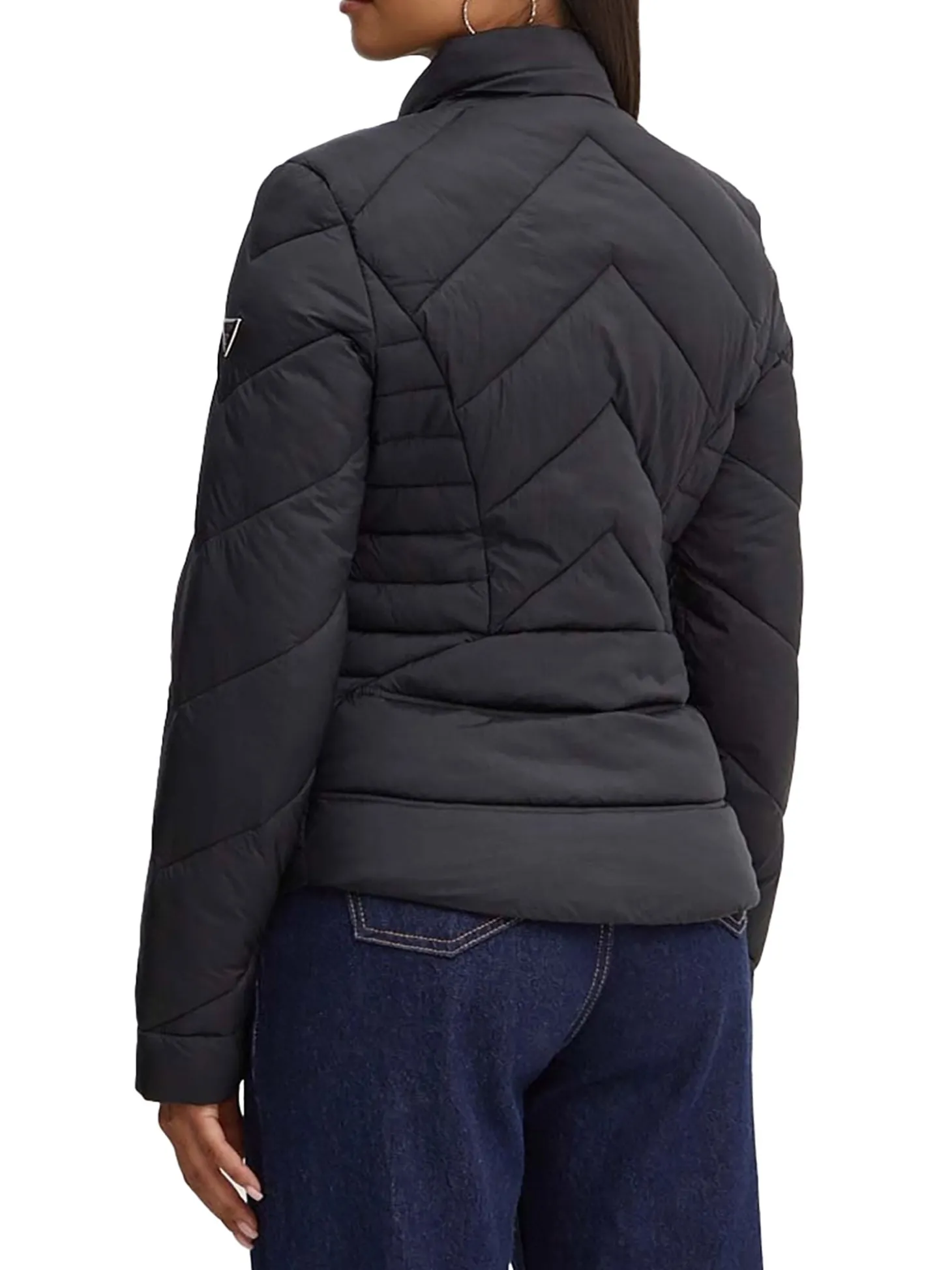 Piumino trapuntato con collo alto nero