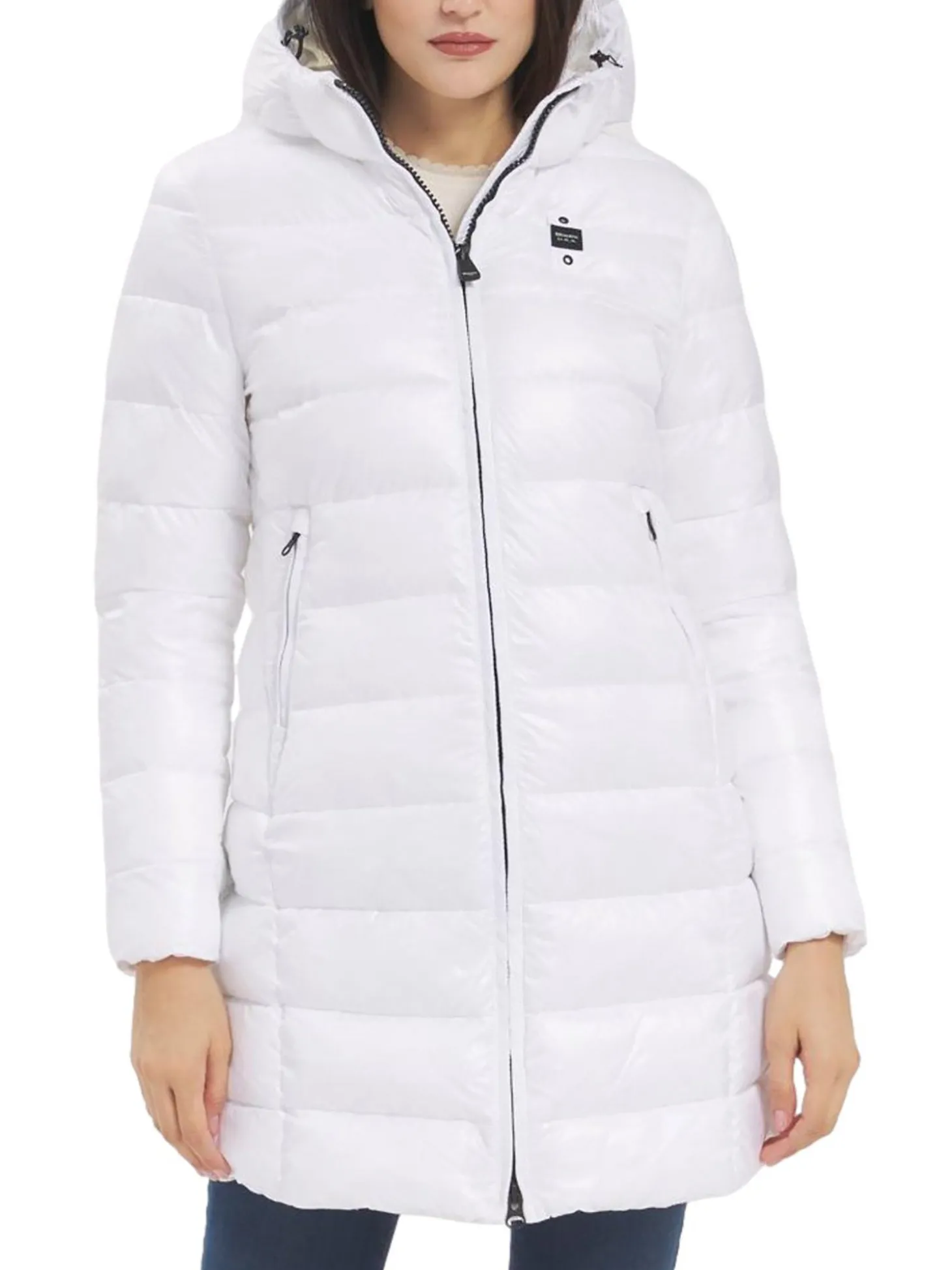 Piumino zip con cappuccio Adelaide nero/beige