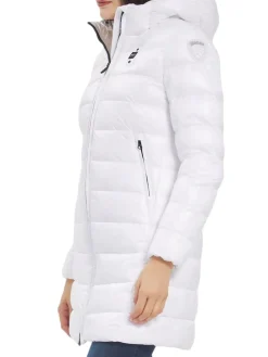 Piumino zip con cappuccio Adelaide nero/beige