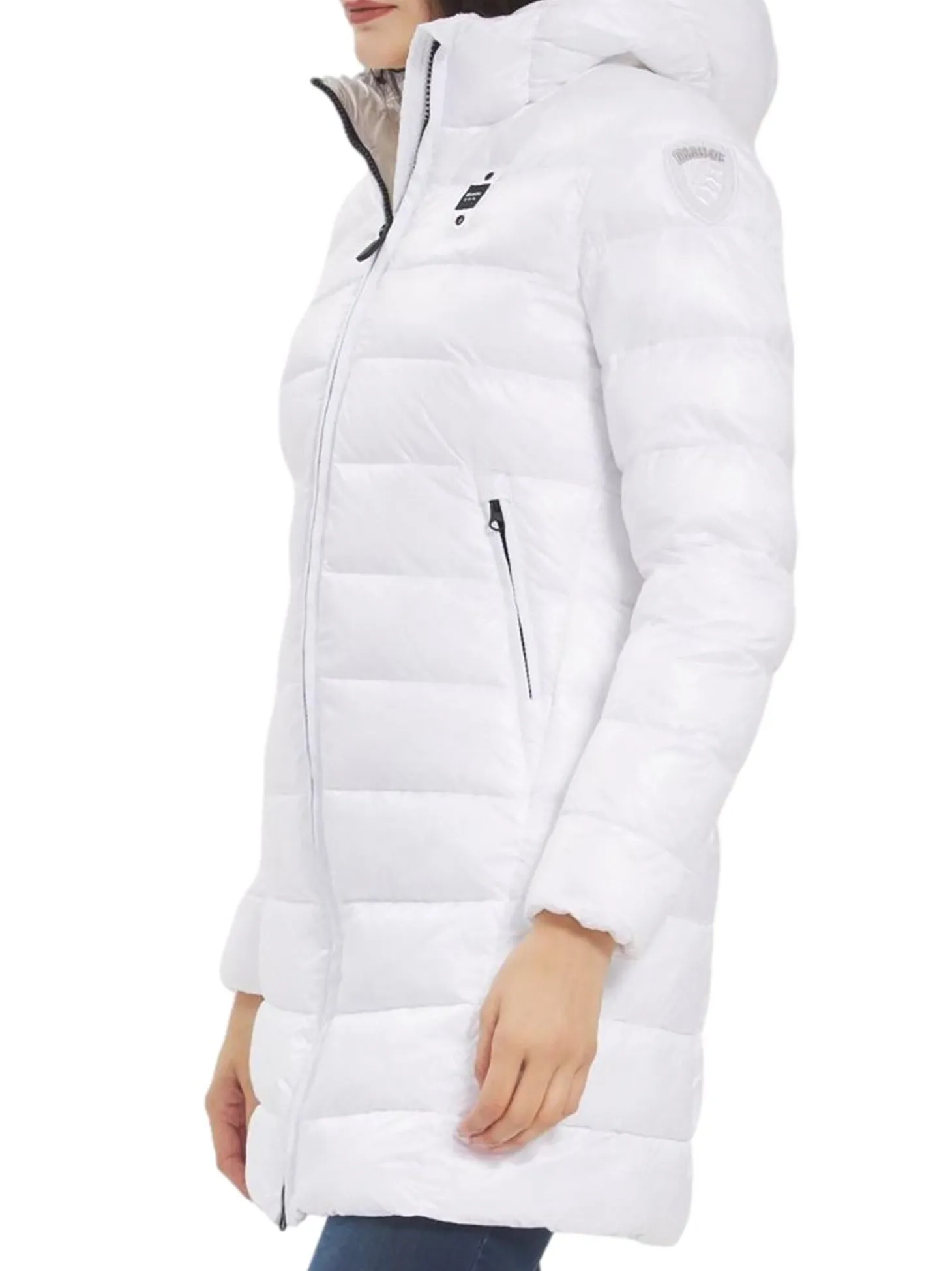 Piumino zip con cappuccio Adelaide nero/beige