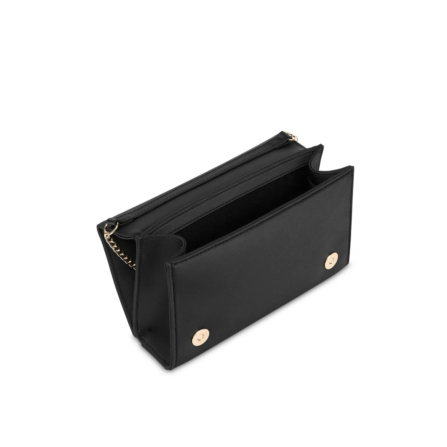 Pochette in satin con logo frontale nero
