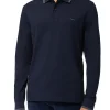 Polo blu con collo rigato
