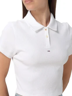 Polo crop slim fit essential bianco