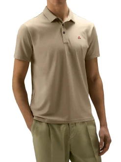 Polo in piqué di cotone beige