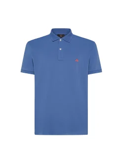 Polo in piqué di nylon stretch celeste