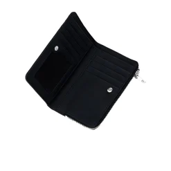 Portafogli con zip e stampa ad acquerello nero
