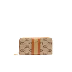 Portafoglio maxi con zip naturale