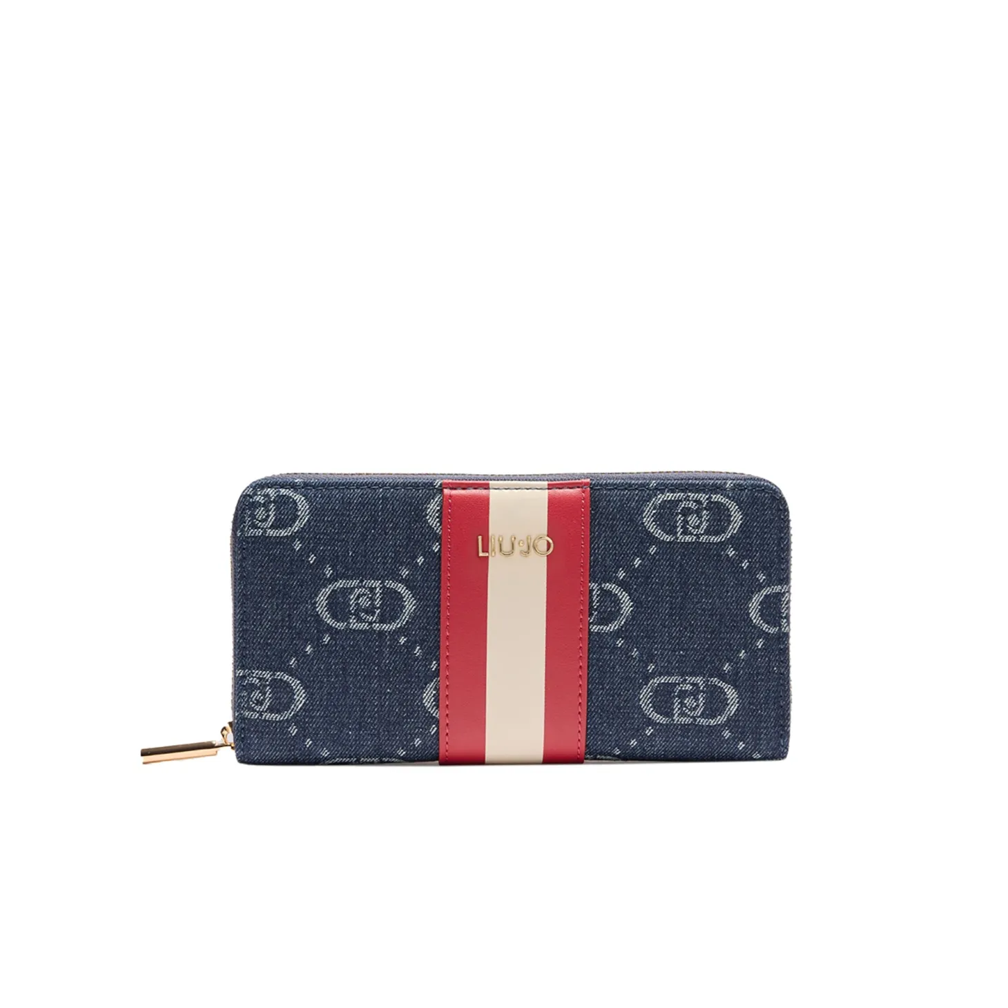 Portafoglio maxi con zip denim