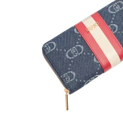 Portafoglio maxi con zip denim