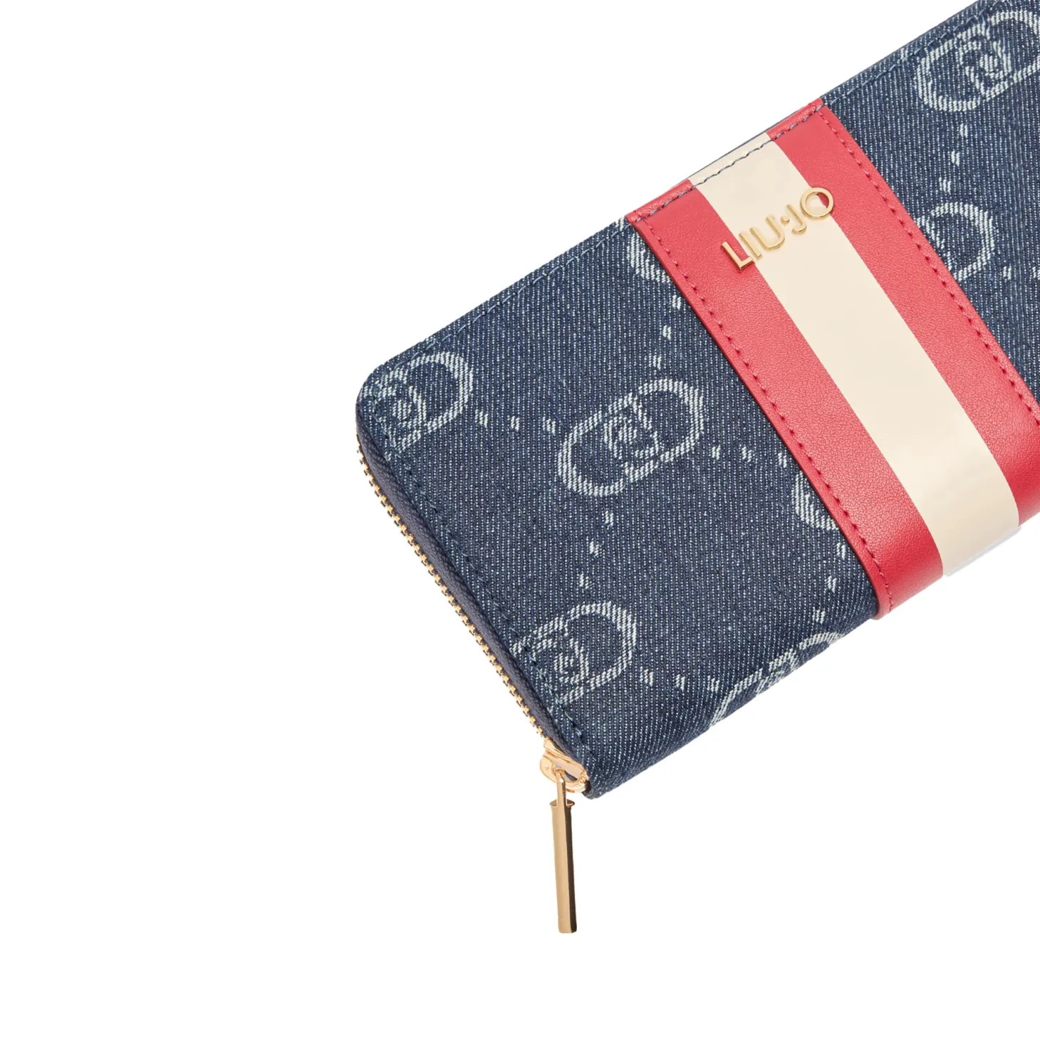 Portafoglio maxi con zip denim