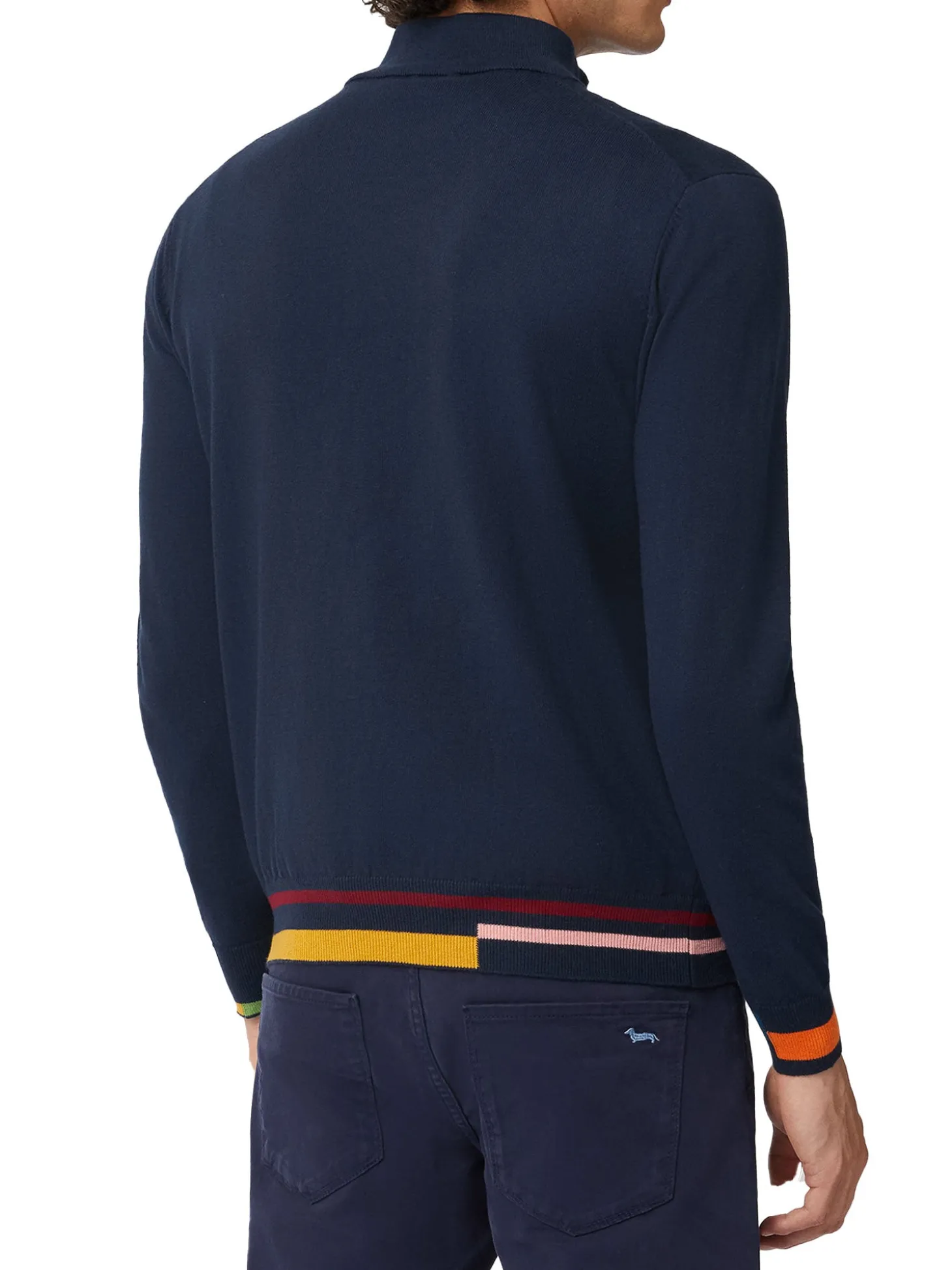 Pullover blu con collo half zip
