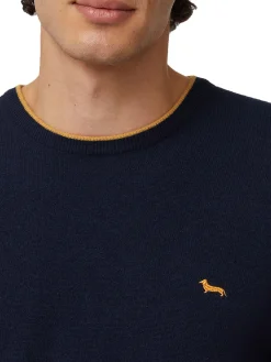 Pullover con dettagli rigati blu