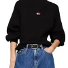 Pullover squadrato con distintivo nero